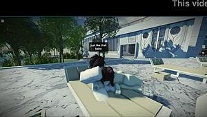 fucking a cute catgirl fan for her first time in roblox condo