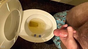 Horny Guy Masturbates Massive Cock Intensely