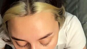 brunette sucking dick then cowgirl style pov with cheating student