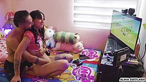 Gamer Girl Used by Stepbrother While Winning Prize