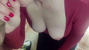 the hot milf housewife swallowed her stepson's cum after he fucked her big ass and pussy to orgasm