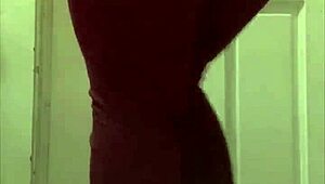 Teasing friend with curvy body, natural tits, and hot piss in stockings.