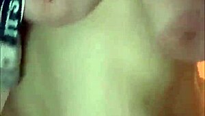 Teasing friend with curvy body, natural tits, and hot piss in stockings.