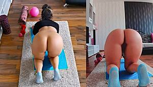 Get fit and frisky dual cam naked workout, ass worshiping and spreading.