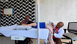 I watch doctor fuck patient next to her husband and he don't notice