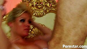 Kaia Kane and Stacey Saran share cum after hardcore fucking in cosplay outfits. They swap facial loads on bed.