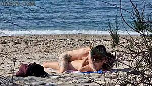 beach sex between two passionate lovers female squirting orgasms at 7 40 and 13 25 - - video shot with my new telephoto lens