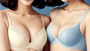 Sweet asian models pose in lingerie and panties, barefoot with cute feet.