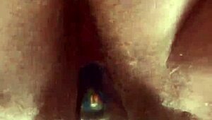 Hairy Pussy Glass Dildo Masturbation.