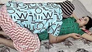 Intriguing homemade scene of indian couple celebrating new year night