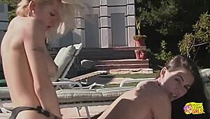 Two Babes In Bikinis Get Interviewed And Bang By The Pool 😏