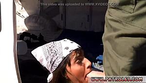 Sensual blowjob cum and acrobatic black hot latina strip-searched.