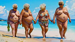 four grannies with huge tits