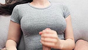 hot cumshot on my new gray t-shirt