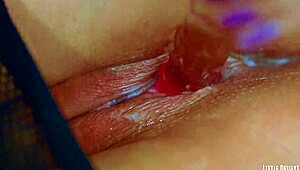 teen's wet pink pussy gets fucked by dildo hard