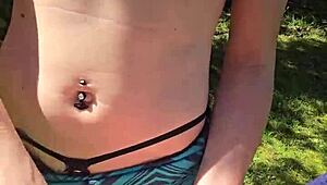 wife gives quick handjob on walk 😏 outdoors with husband