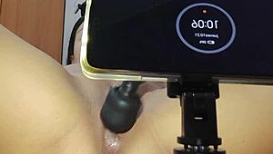 Amateur girl masturbates to orgasm and squirts cum