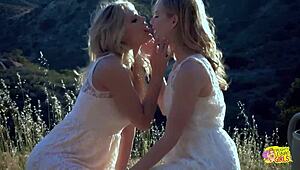 Lesbian friends have passionate outdoor sex