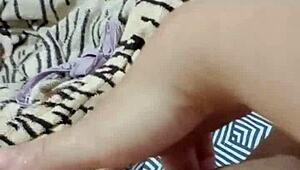 Beautiful amateur masturbates in the morning before college.