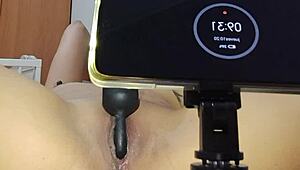 Amateur girl masturbates to orgasm and squirts cum