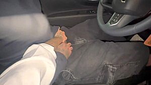 Girlfriend starts blowjob in car, ends with ass