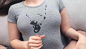 hot cumshot on my new gray t-shirt