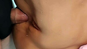 Shaved ass gets double fucked close-up in fetish real doll scene.