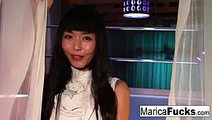 Pretty Asian Pussy Swallows Up a Giant Black Cock