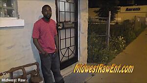 Strawberry threesome in the hood with big black cock!