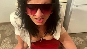 Milfy Calla rips clothes for boss, dirty talk and ass worship 😈