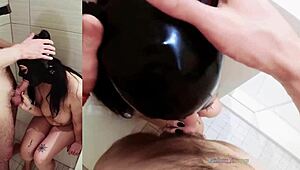 my deprived slut squirts on my big cock in the shower