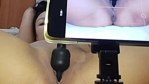 Amateur girl masturbates to orgasm and squirts cum