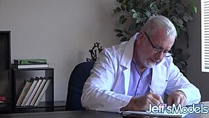 Horny nurse Aurora Rainbow rides her patient's dick suggestively