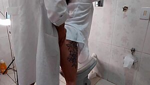 Nurse rides big cock doctor in hospital bathroom encounter
