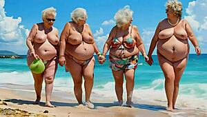 four grannies with huge tits