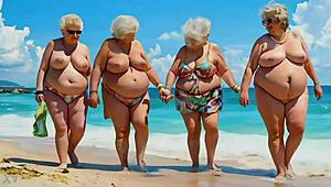 four grannies with huge tits