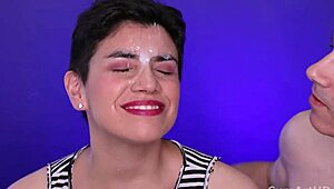 thick facial after romantic cfnm cock play with cum