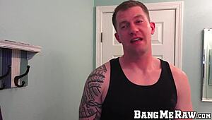 Hunky Gays Dj And Brian Bonds Bareback Fuck After Showering