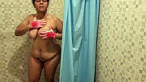 Found my best friend's mom in the shower and she gives me a blowjob part 1!