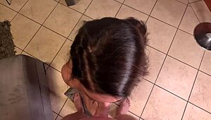 Chubby Girl Sucks Cock, Rides Dildo, Gets Facial