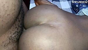 African Couple Has Intense Bent-Over Doggystyle Sex in Bed