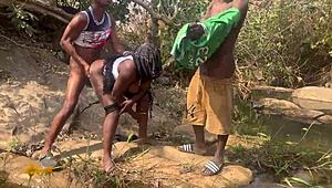 we felt so excited nearly getting caught fucking by fulanis at the riverside