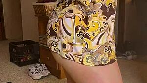 Joan Day slips into see-through tights and shows off her curvy body in this homemade clip.