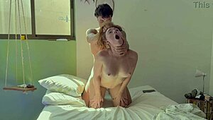 this petite brazilian girl next door with blue eyes wakes up to rough passionate sex oiled moans and facial cumshot