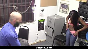 Teen Tori Montana Caught Stealing Items From Shop Gets Hard Interracial Ride By Security Guard