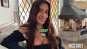 Beautiful skinny Brazilian teen feels nervous in first casting POV blowjob