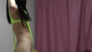 Wow, petite japanese girl strips to bikini on webcam!