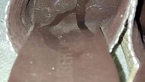 Cum lands on my step mom's dirty heels