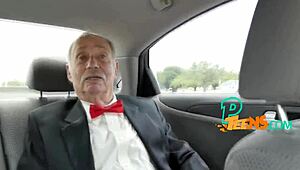 horny grandpa still uses his old johnson on teen's ass and blowjob