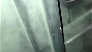 Mature European Woman Enjoys Femdom Session With Slave At Glory Hole, Getting Blowjob